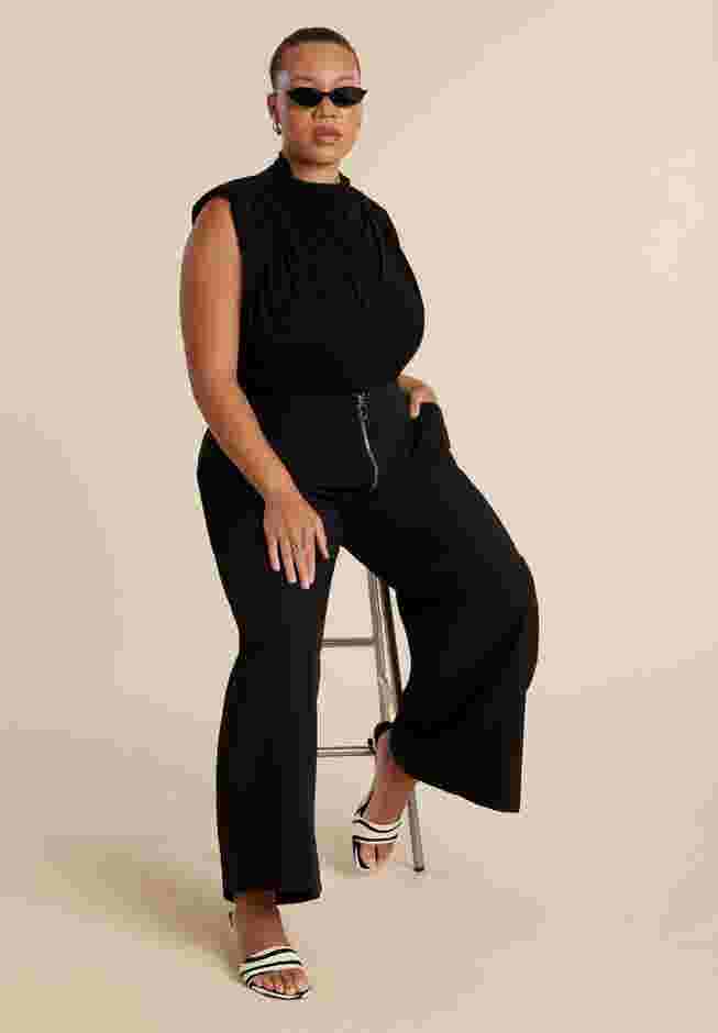 Wide Leg Trouser With Zipper Detail image number 2
