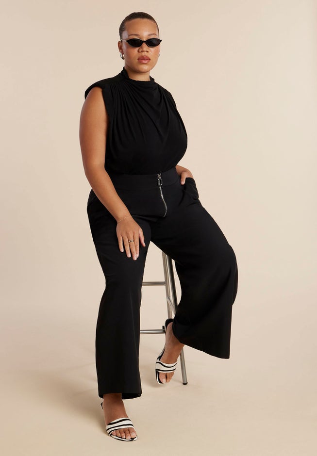 Wide Leg Trouser With Zipper Detail image number 2