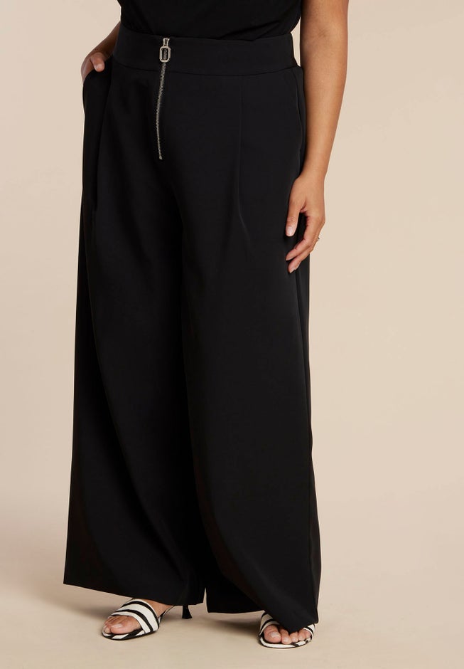 Wide Leg Trouser With Zipper Detail image number 4