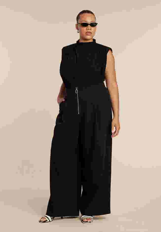 Wide Leg Trouser With Zipper Detail image number 0