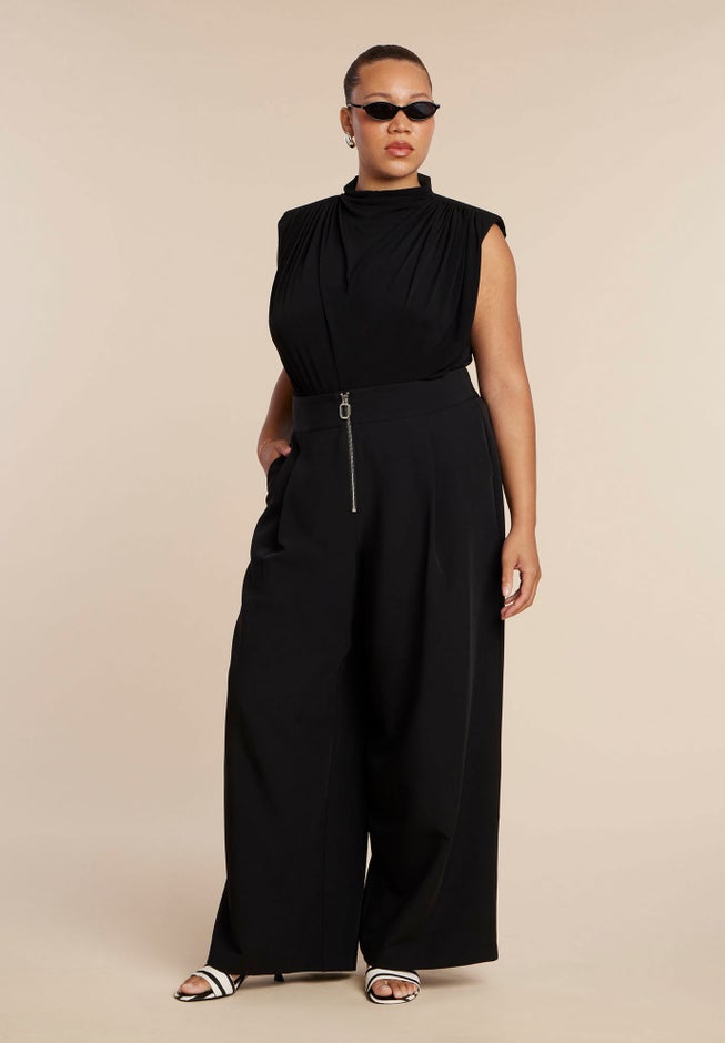 Wide Leg Trouser With Zipper Detail image number 0