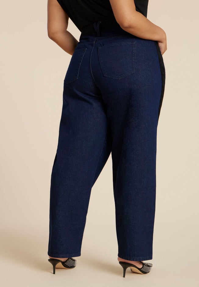 Faux Suede Side Stripe Straight Leg Jean image number 2