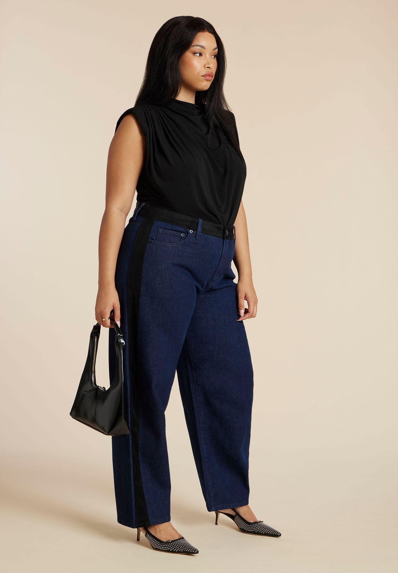 Faux Suede Side Stripe Straight Leg Jean image number 0