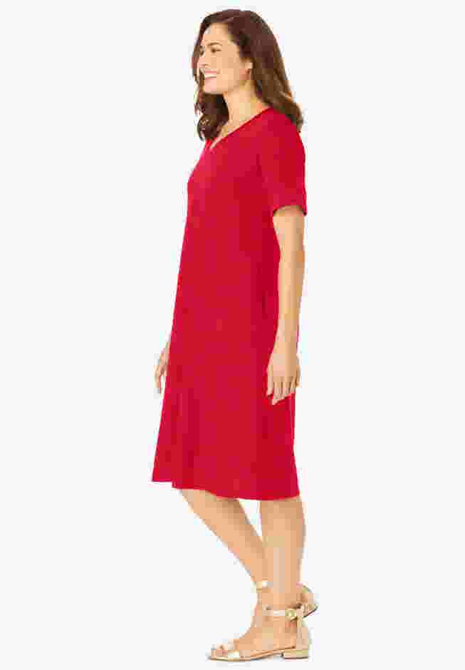 Perfect Short-Sleeve V-Neck Tee Dress image number 2