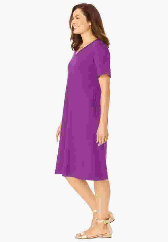 Perfect Short-Sleeve V-Neck Tee Dress image number 2
