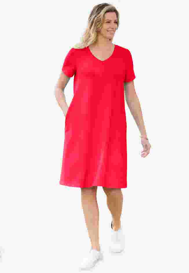 Perfect Short-Sleeve V-Neck Tee Dress image number 0