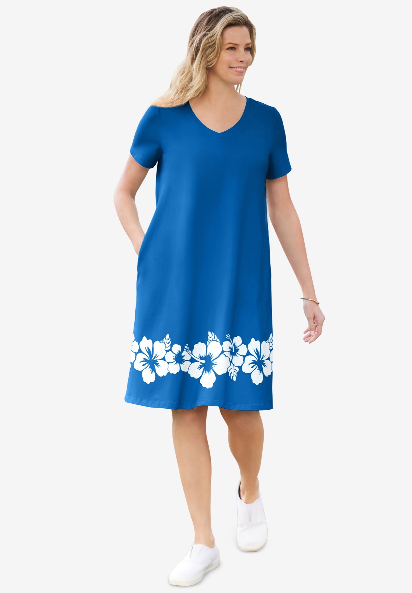 Perfect Short-Sleeve V-Neck Tee Dress image number 1