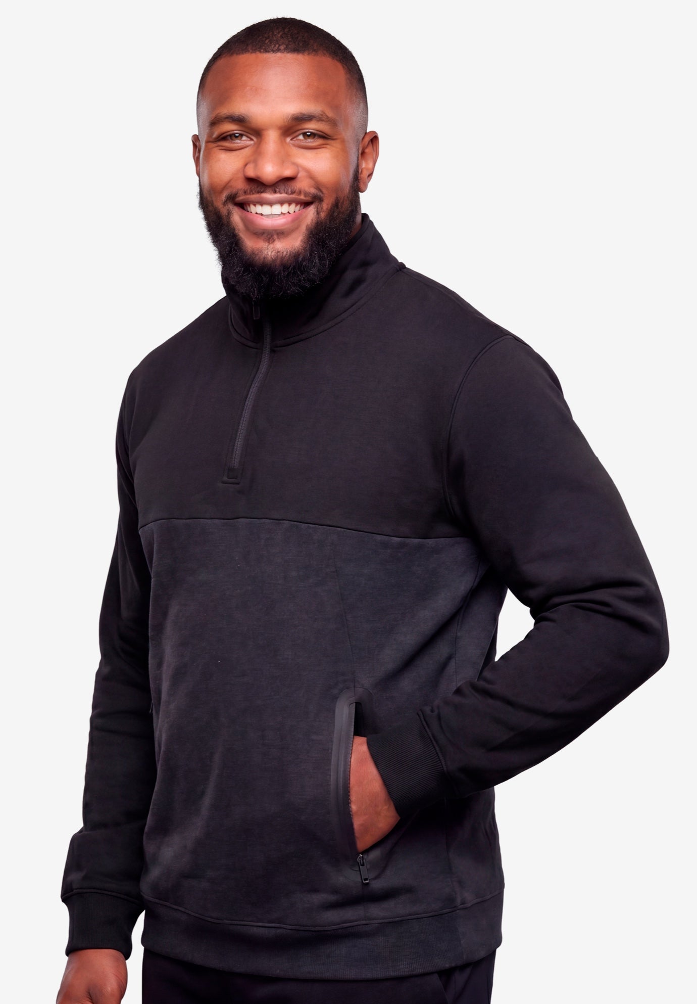 Fleece Rubberized &frac14; Zip Pullover image number 0