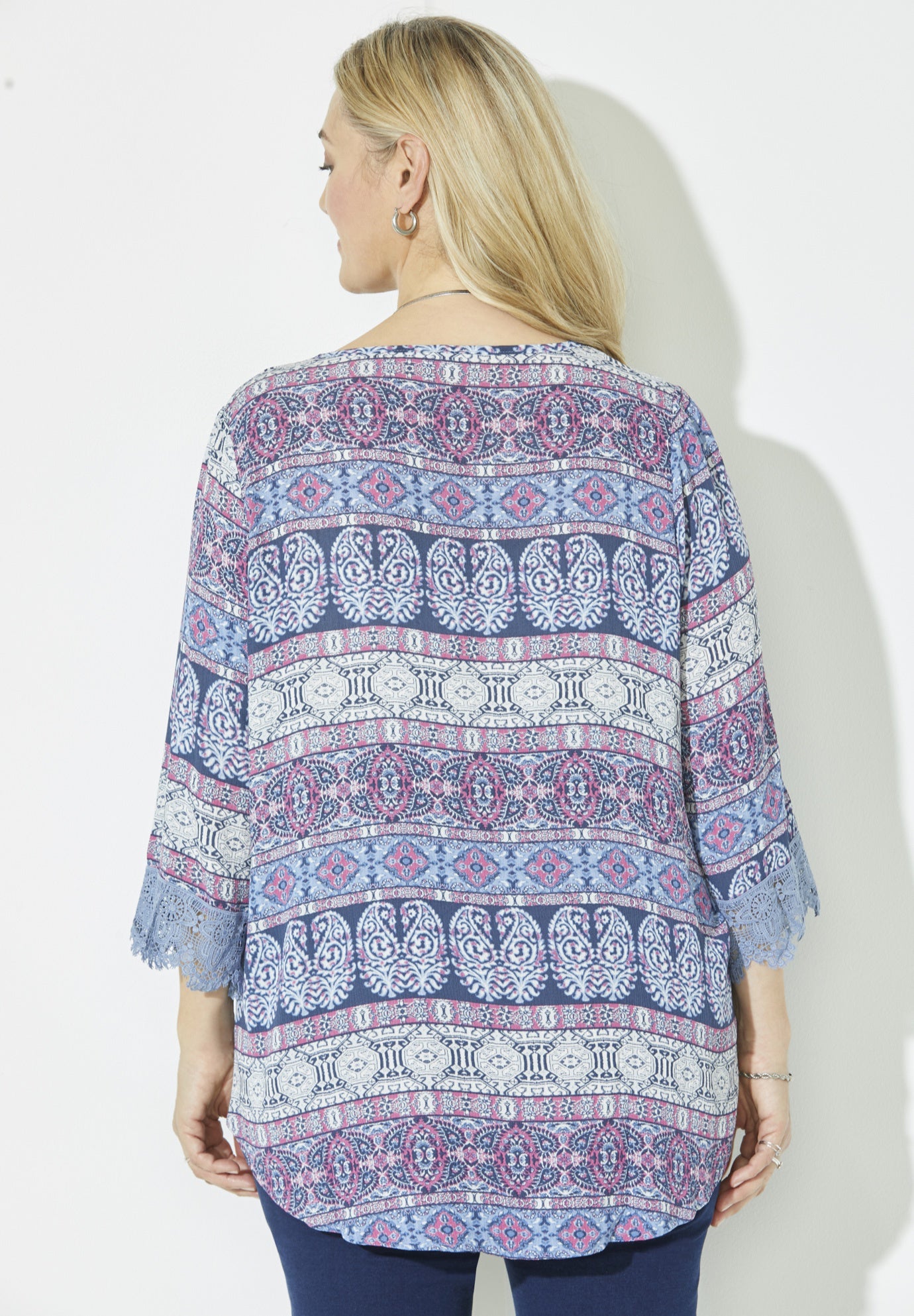 Lace Trim Gauze Blouse image number 1