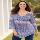 Lace Trim Gauze Blouse image number null