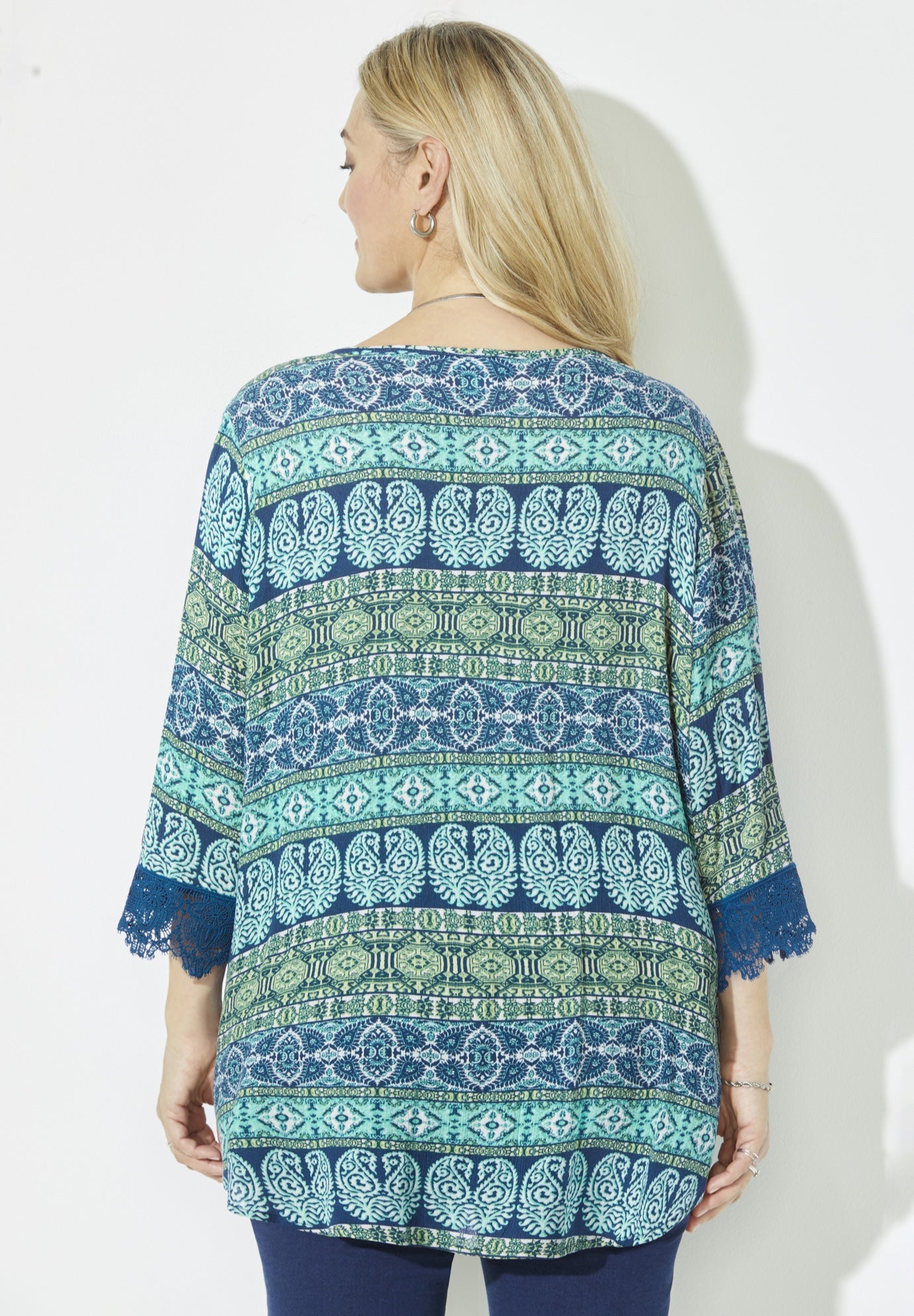 Lace Trim Gauze Blouse image number 1