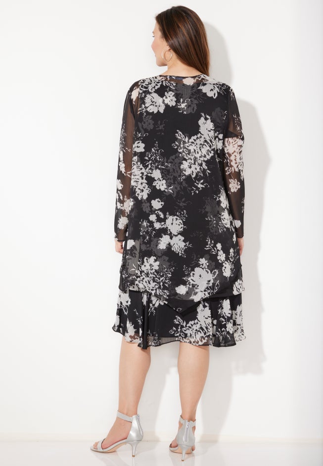 All A-Flutter Chiffon Jacket Dress image number 1