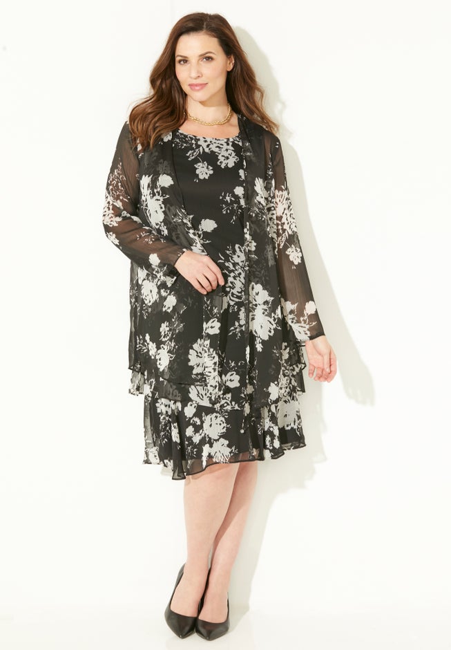 All A-Flutter Chiffon Jacket Dress image number 0