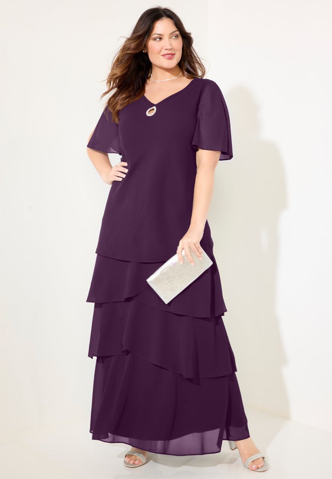 Tiered Chiffon Maxi Dress image number 3