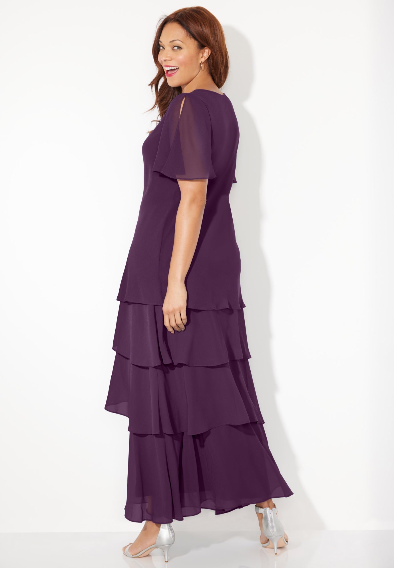 Tiered Chiffon Maxi Dress image number 1