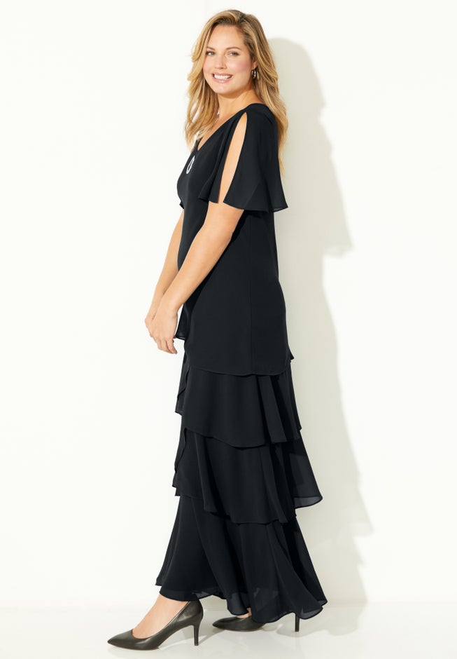 Tiered Chiffon Maxi Dress image number 2