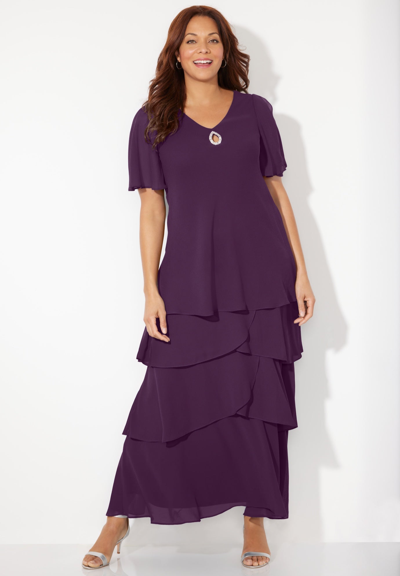 Tiered Chiffon Maxi Dress image number 0
