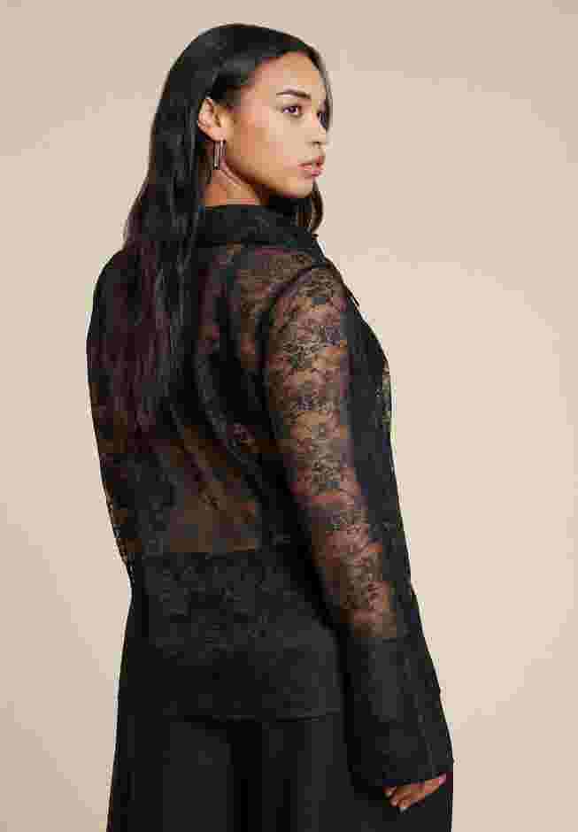 Sheer Lace Button Up Top image number 1