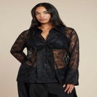 Sheer Lace Button Up Top image number null