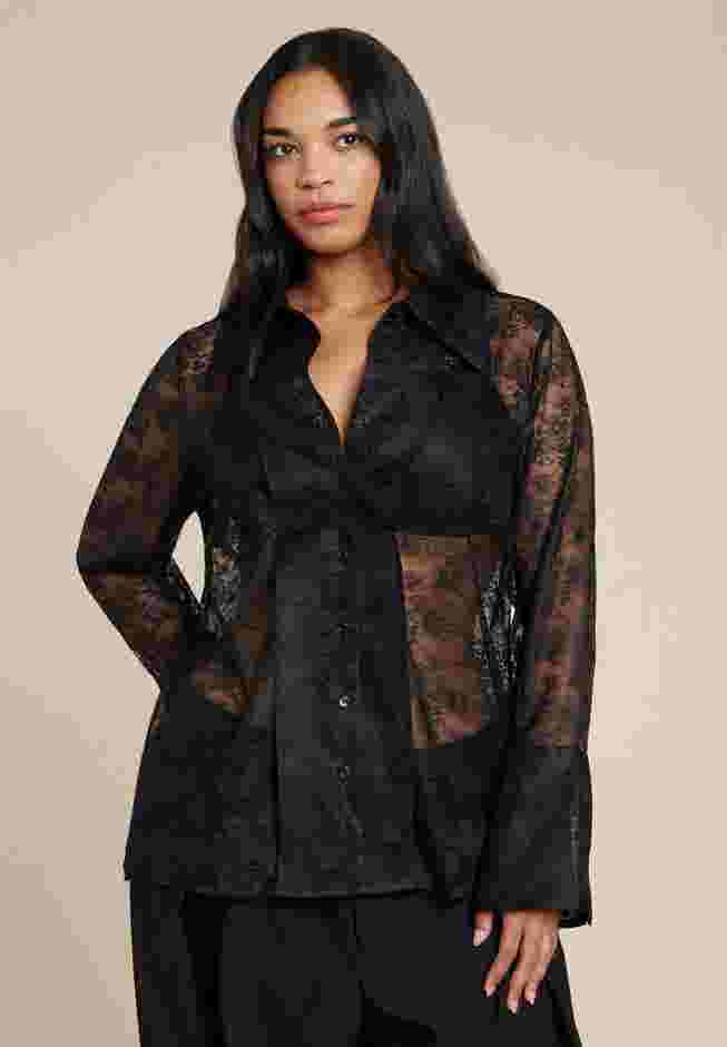 Sheer Lace Button Up Top image number 0