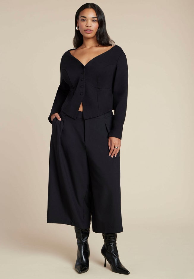Button Up Wide Neck Top image number 2