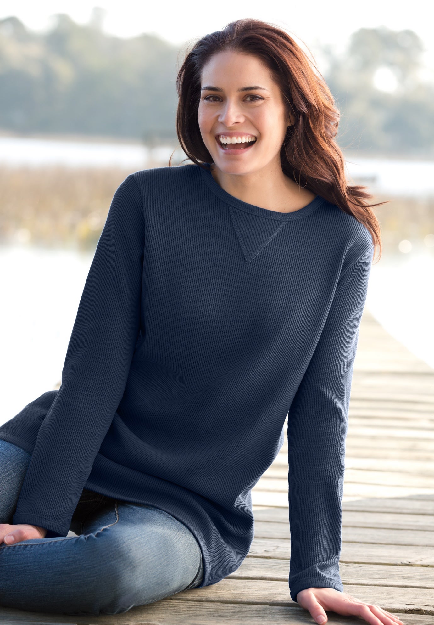 Ultra Soft Waffle Thermal Sweatshirt image number 0