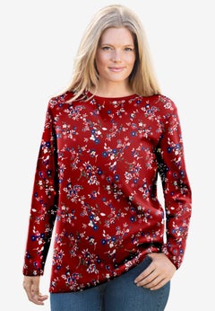 Long-Sleeve Crewneck Soft Waffle Knit Thermal Shirt