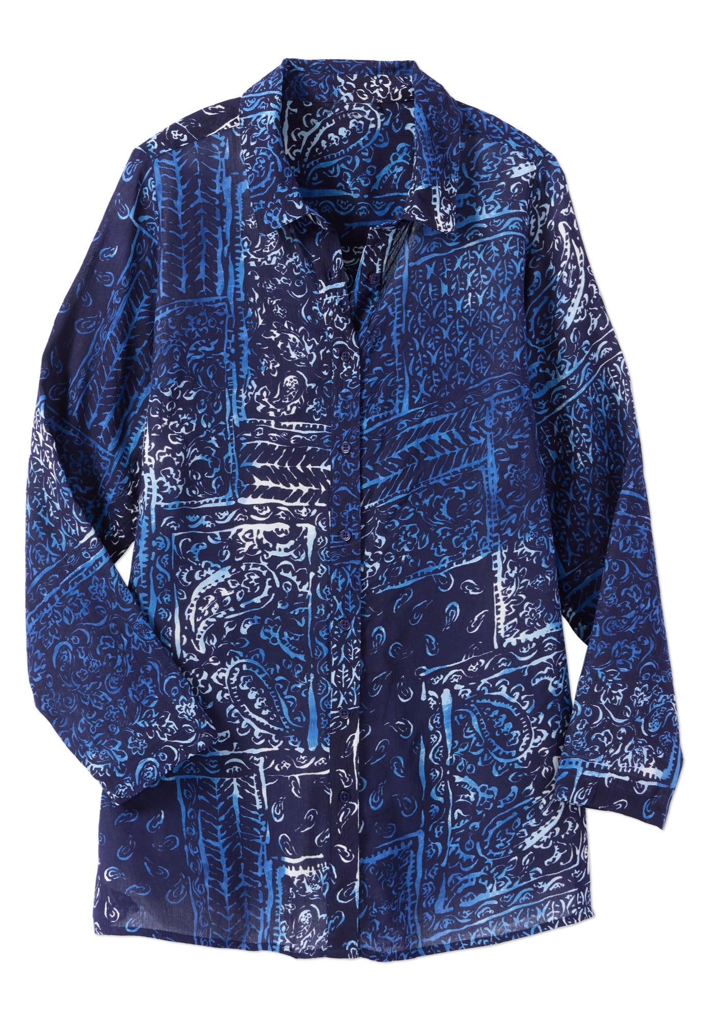 Crinkle Button-Front Shirt image number 1