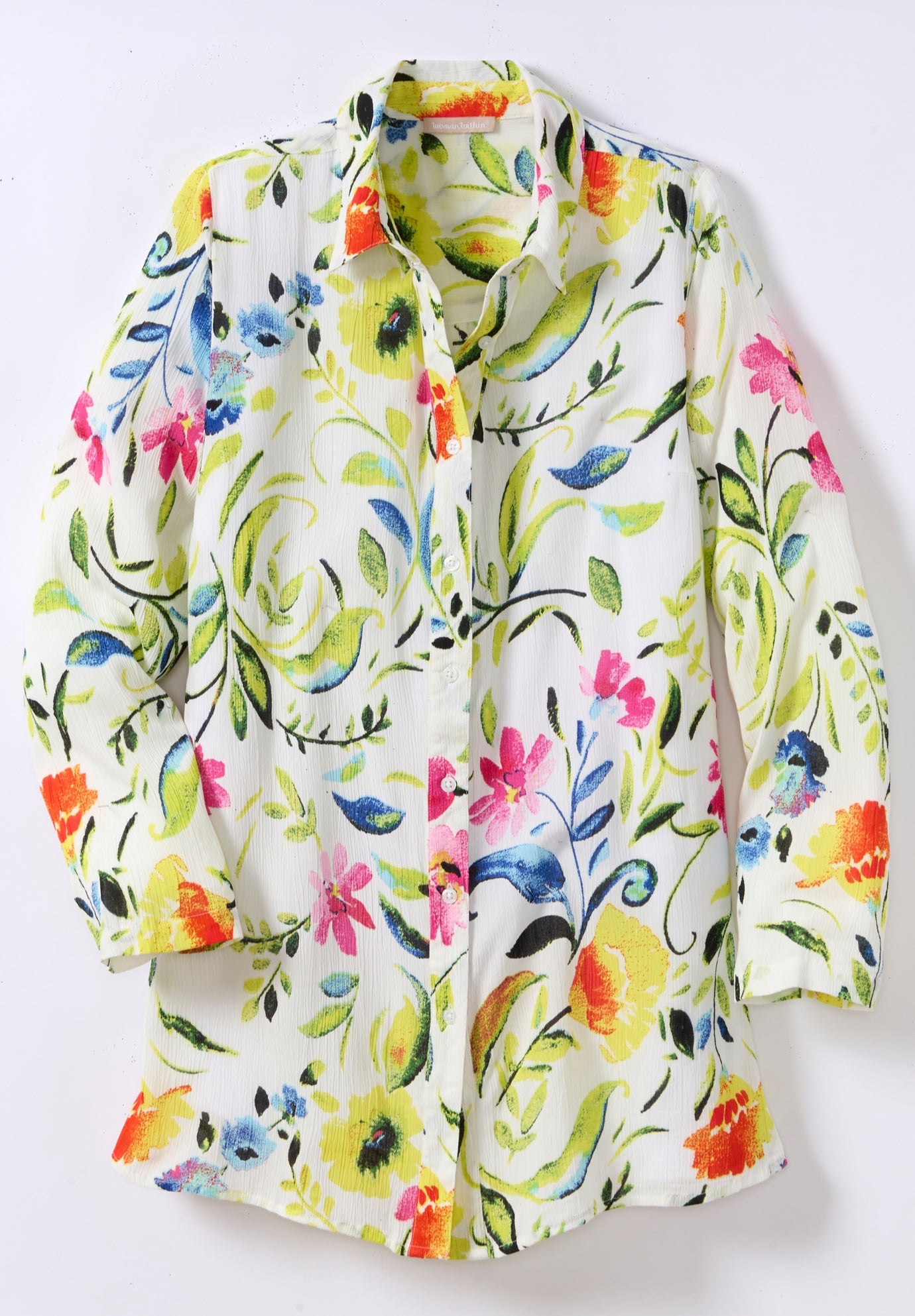 Crinkle Button-Front Shirt image number 2