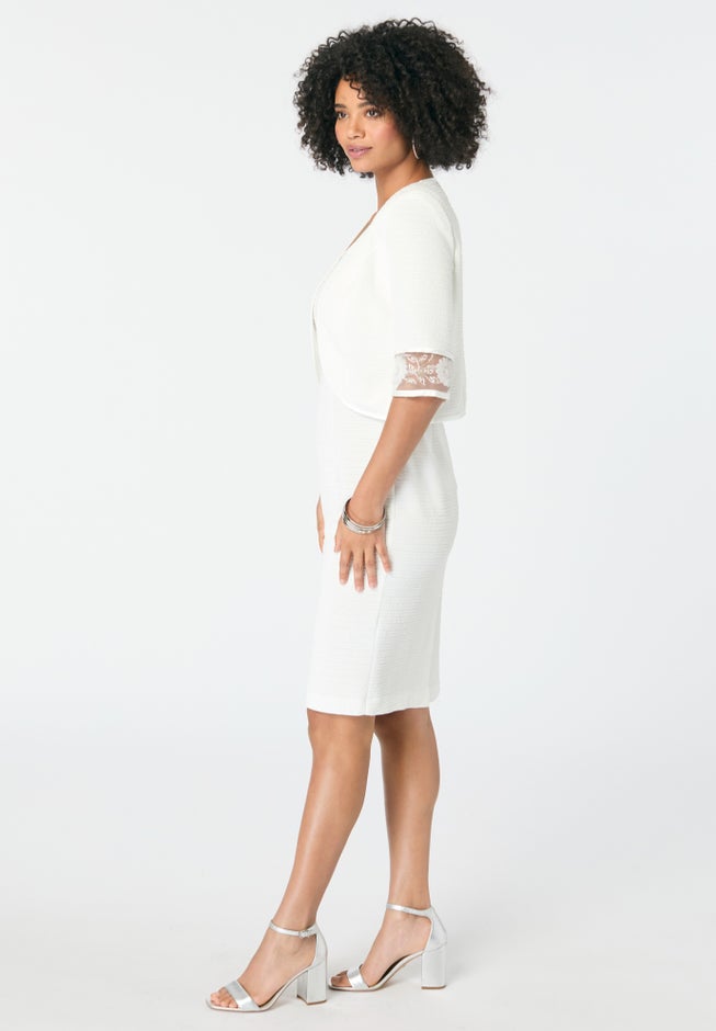 Embellished Jacket And Dress Set image number null