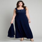 Plus-Size 2 Piece 3/4 Sleeve Embellished Jacket and Gown image number null