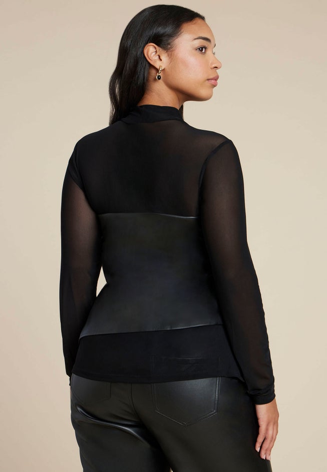 Faux Leather Wrap Top image number 1