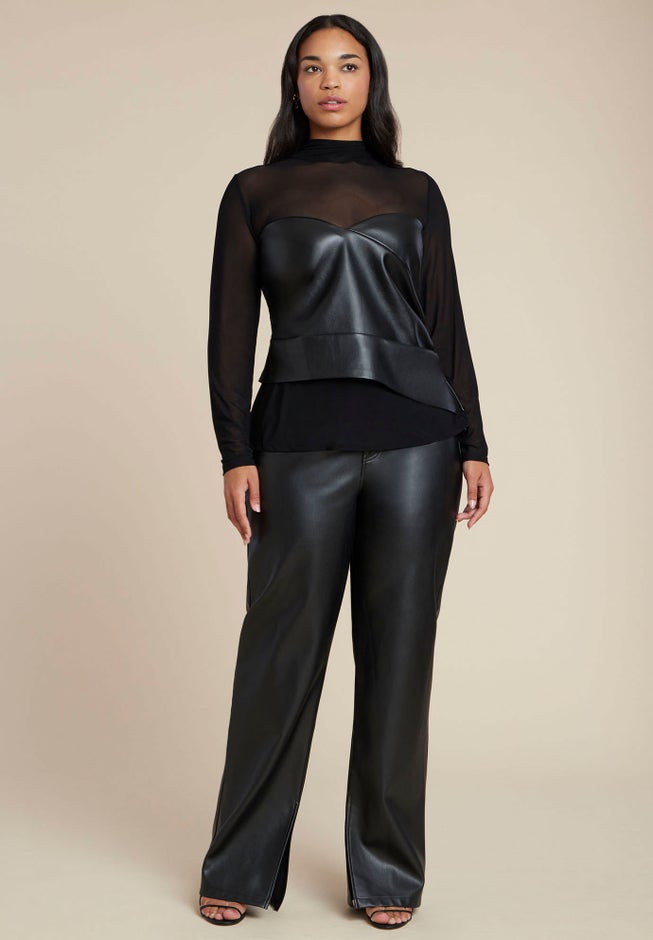 Faux Leather Wrap Top image number 2