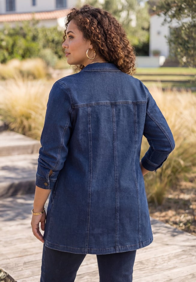 Right Fit&trade; Stretch Denim Long-Length Jacket image number 1