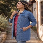 Right Fit&trade; Stretch Denim Long-Length Jacket image number null