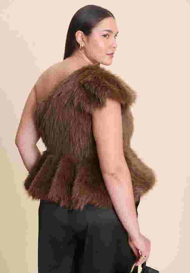 Faux Fur Peplum Top image number 1