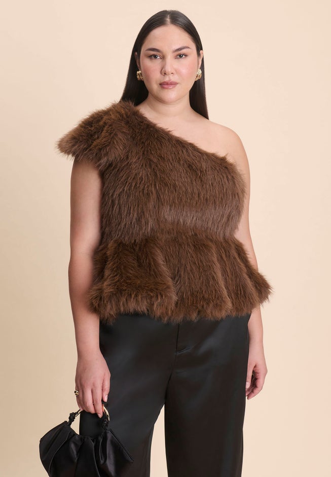 Faux Fur Peplum Top image number 2