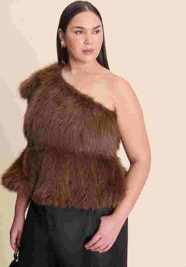 Faux Fur Peplum Top image number 0