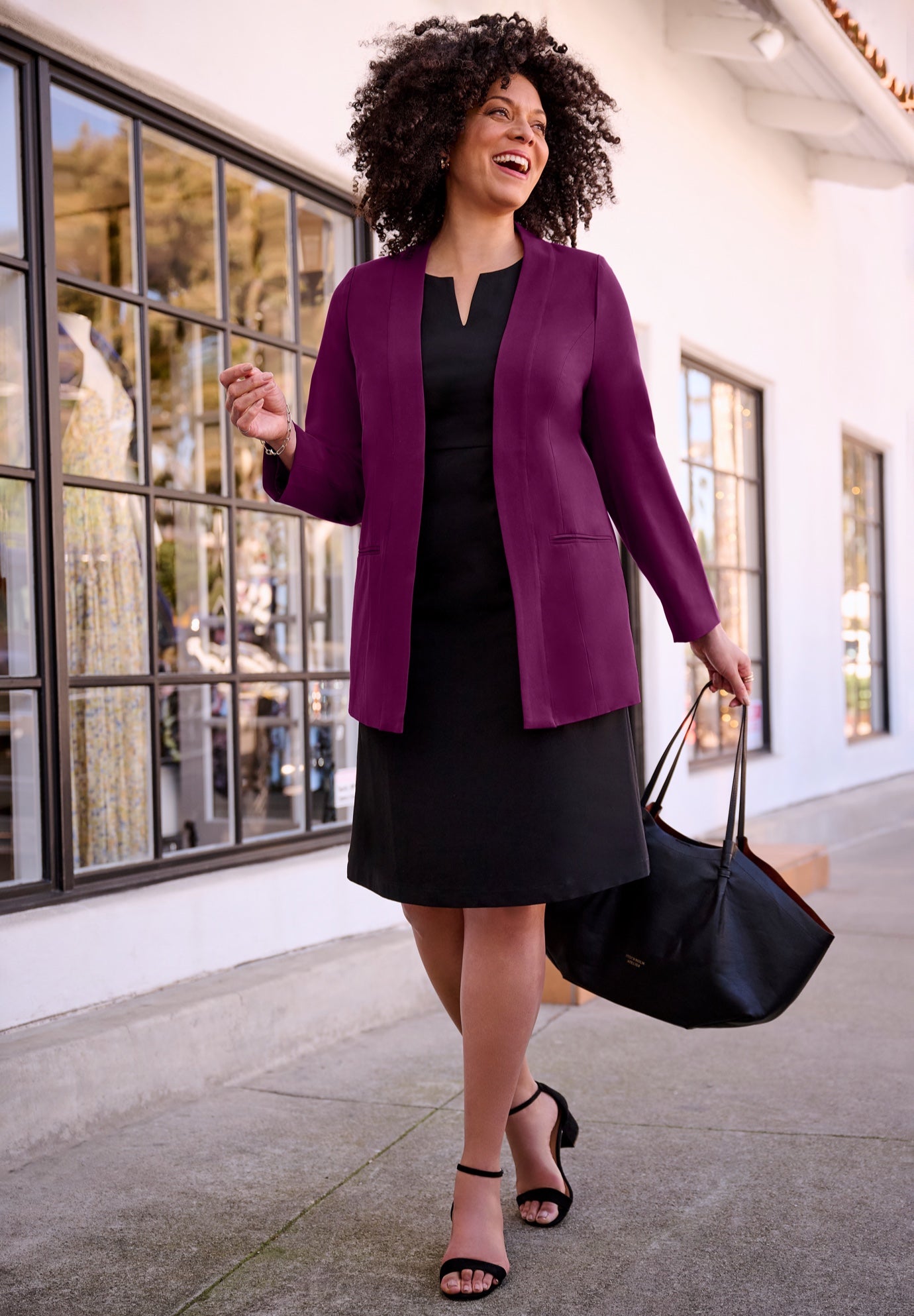 Right Fit &trade; Curvy Collarless Blazer image number 1