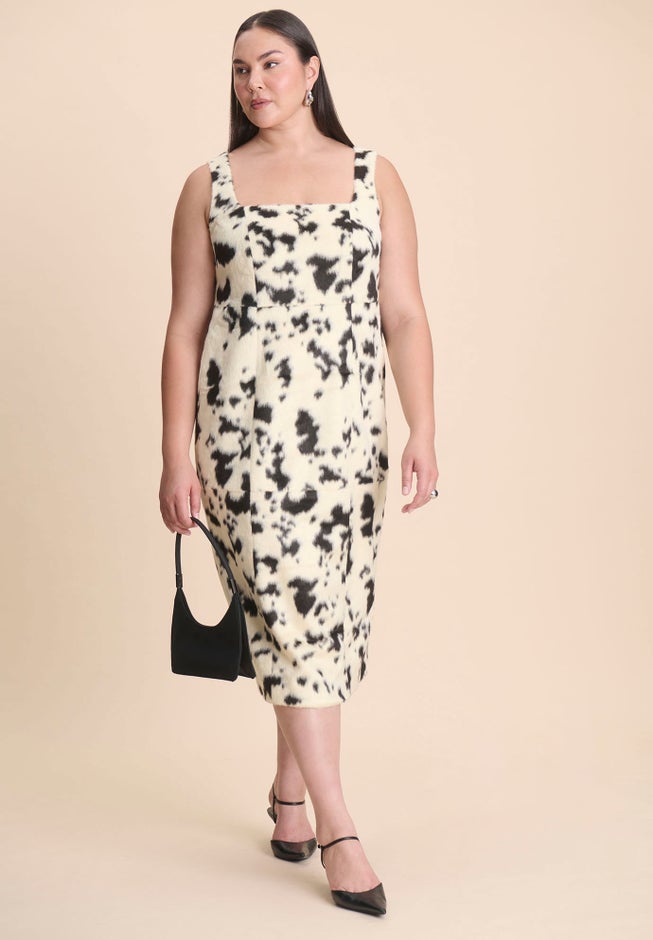 Faux Pony Hair Tank Dress image number 1