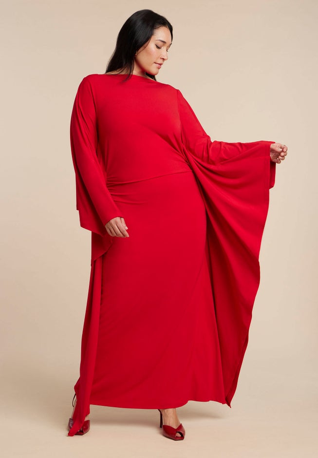 Maxi Dress with Cape Sleeves image number 1