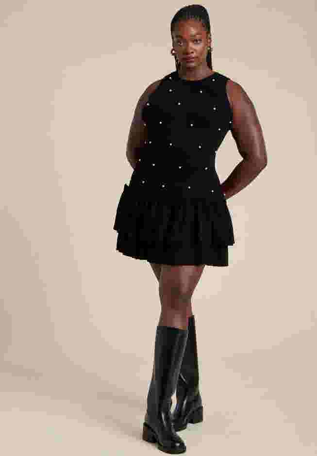 Embellished Sleeveless Mini Sweater Dress image number 1