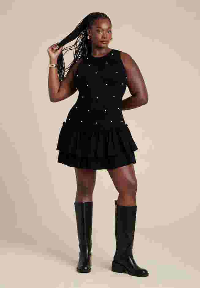 Embellished Sleeveless Mini Sweater Dress image number 3