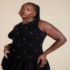 Embellished Sleeveless Mini Sweater Dress image number null