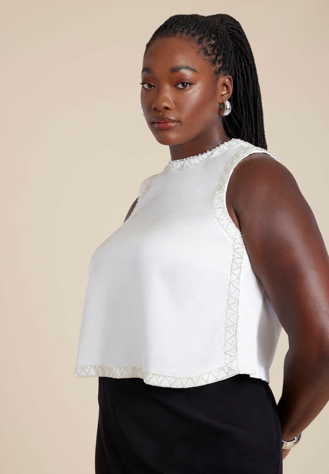 Embellished Sleeveless Boxy Shirt image number 1
