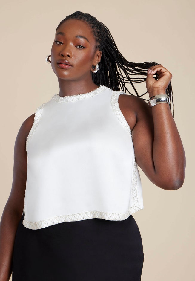 Embellished Sleeveless Boxy Shirt image number 0
