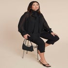 Sheer Neck Tie Blouse image number null