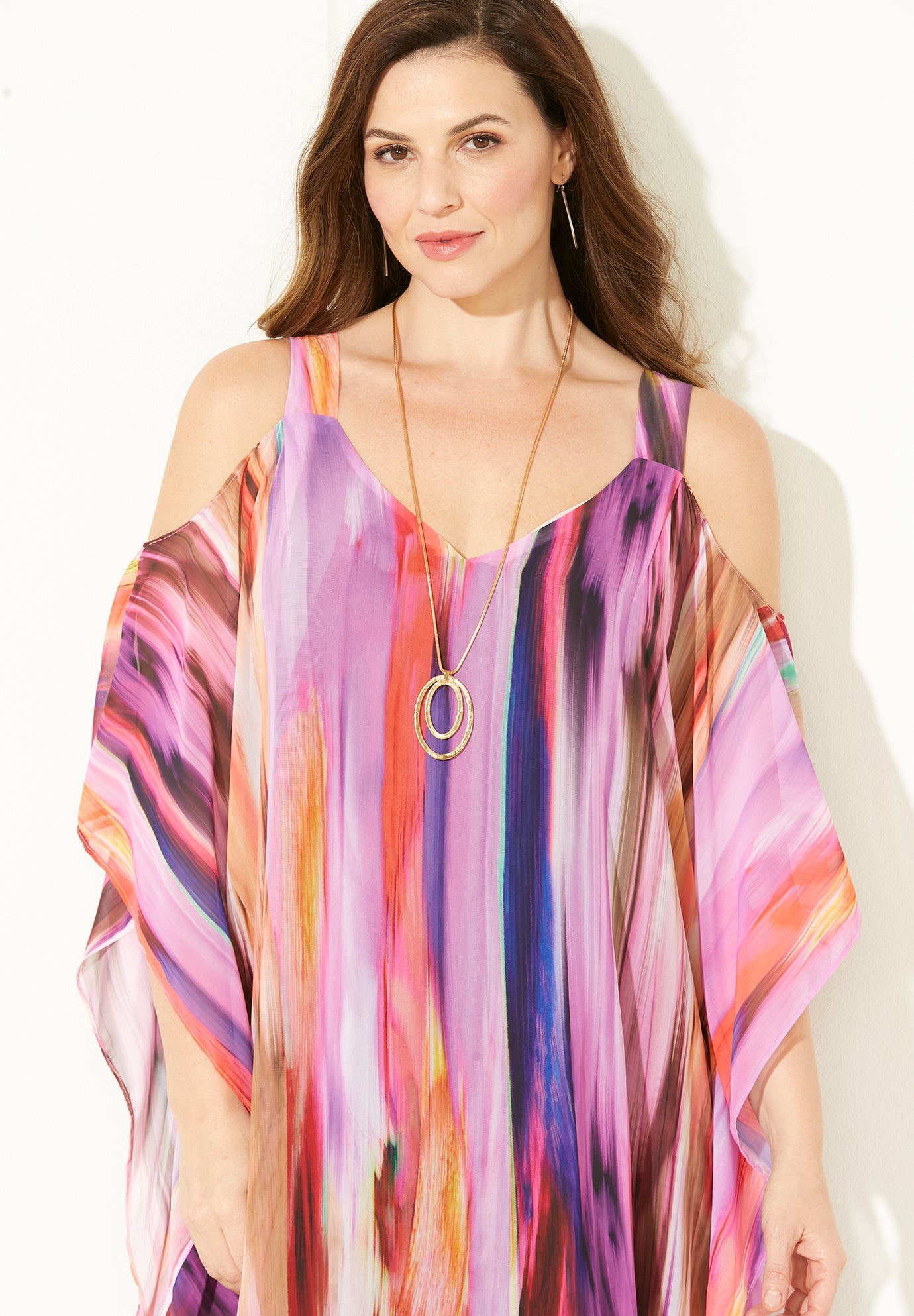 Open-Shoulder Chiffon Dress image number 3