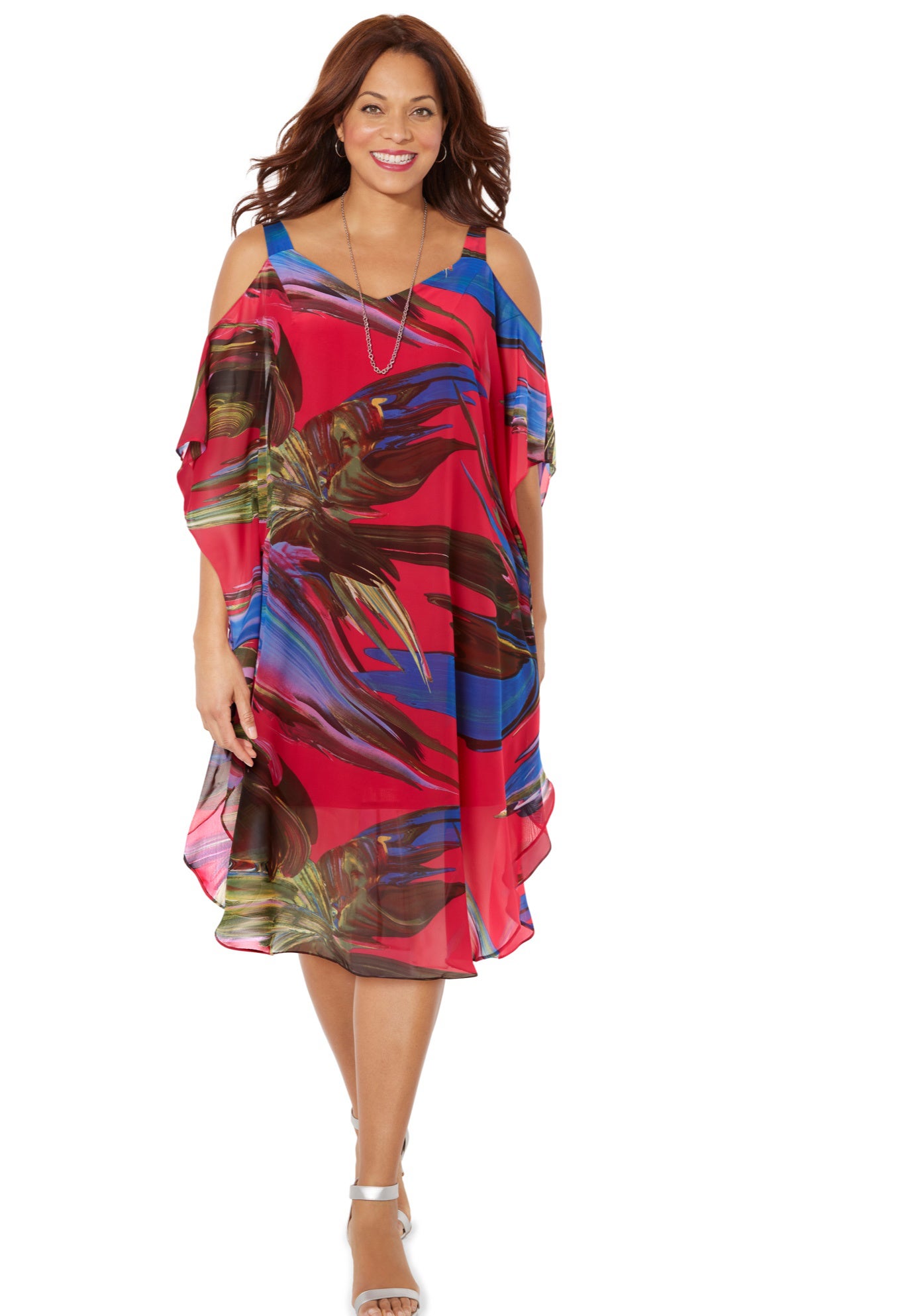 Open-Shoulder Chiffon Dress image number 0