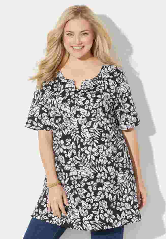 Easy Fit Notch-Neck Tee image number 0